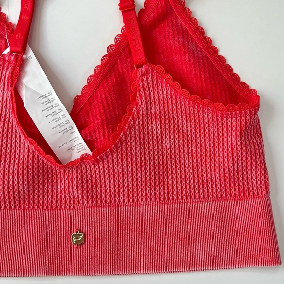 Fabletics Cable Knit Bralette and Brief Set Color Washed Strawberry Red Size Med - Picture 6 of 13